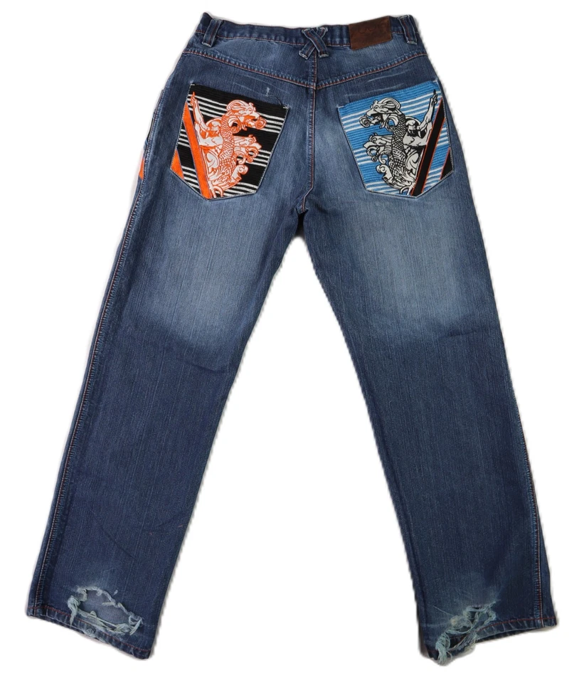COOGI US Men’s 32 x 31 Dragon Embroidered Loose Baggy Jeans Pants - Image 1 of 4