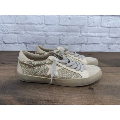 Tênis Shu Shop Paula Gold Glitter Star Feminino Tamanho 8.5 Brilhante Sapatos Casuais - Imagem 1 de 4