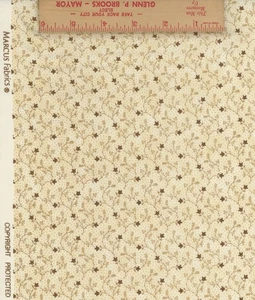Vintage Marcus Brothers Calico Ivory Brown Cotton Fabric 1 2/3 yards - Picture 1 of 1