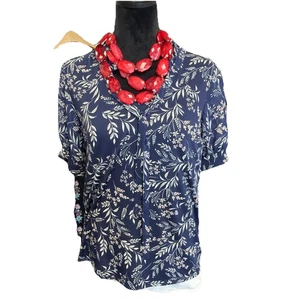 Per Seption Concept blau weiß Blumen Pull Over Damen Top Größe Large Freizeit - Bild 1 von 3