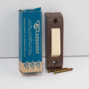 Vintage MCM Brown & Ivory Plastic Non-Lighted Rectangular Door Bell Push Button - Picture 1 of 3