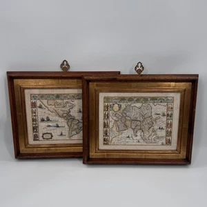Pair of Italian Framed Antique Style Maps Ethan Allen - Picture 1 of 16
