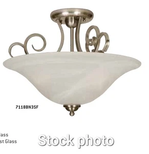 CRAFTMADE Brushed Nickel Semi flush 3 Lights 18" Alabaster Glass Cover 7118BN3SF - Picture 1 of 15
