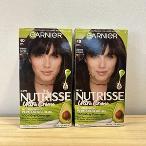 (2 Pack) Garnier Nutrisse Ultra Creme Hair Color 40 Dark Brown New In Box - Picture 1 of 6
