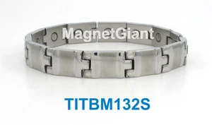 Cool Alta Potencia Hombre Magnético Titanio Pulsera (5000 Gauss Imanes) Plata - Imagen 1 de 1