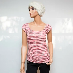 Worth Red & White Striped Short-Sleeve Viscose T-Shirt USA Petite - Picture 1 of 8