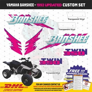 1992 Yamaha Banshee Replik Grafik Aufkleber Aufkleber weiß High Tech Vinyl NEU - Bild 1 von 8