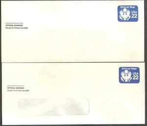 US. UO74. 22c. Great Seal, Official Mail. #10 Reg. & Window. Lot of 2. MNH. 1984 - Picture 1 of 1
