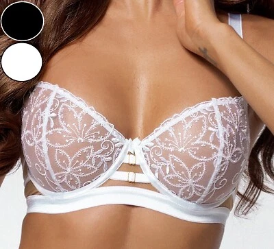 Axami BH weiß schwarz mit Bügel Balconette Dessous transparent Hochzeit - Bild 1 von 4