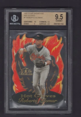 1997 FLAIR SHOWCASE HOT GLOVES SET BREAK #1 ROBERTO ALOMAR BGS 9.5 GEM MINT W/10 - Image 1 of 2