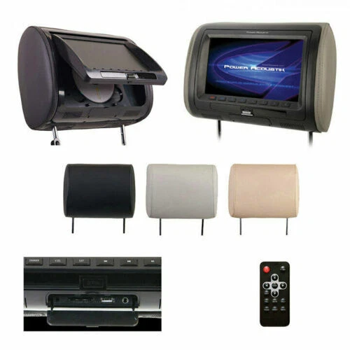 POWER ACOUSTIK HDVD-71CC Car Headrest 3-Color Pre-Loaded 7" Monitor DVD Player - Image 1 of 4