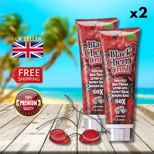 2 x Fiesta Sun Black Cherry Crush 236ml + Sunbed Goggles - Deep Dark Glow! - Picture 1 of 1