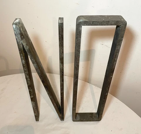 LARGE vintage solid heavy thick bronze architectural salvage letters NO ON Cover