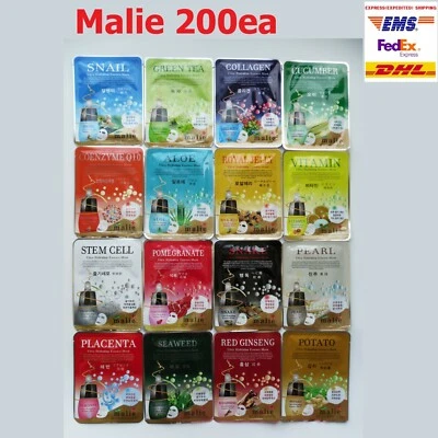 200pcs/16kinds MALIE Face Mask Packs Sheet 0.88oz Moisture Firmness EXPRESS SHIP - Image 1 of 4