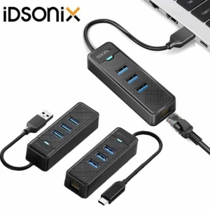 iDsonix USB C/A 3.0 Hub To Ethernet LAN RJ45 1000Mbps Network Adapter For PC Mac - Picture 1 of 19