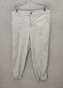 Gap Women Pants Large Cream Cotton Blend High Rise Pockets Regular Fit Jogger - Picture 1 of 20