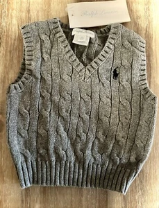 NWT Boys Ralph Lauren Gray Boys Sweater Vest Tank Top ~Size 18M~NWT - Picture 1 of 1