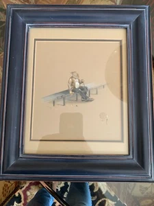 VINTAGE SIGNED FRAMED 1981 RICK BUOEN COWBOY PAINTING/PICTURE WITH FREE SHIPPING - Picture 1 of 7