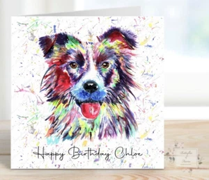 PERSONALISED BIRTHDAY CARD PERSONALISED BORDER COLLIE CARD COLLIE DOG GIFT - Imagen 1 de 3