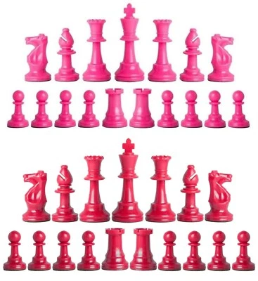 Piezas de ajedrez Staunton triple peso - Juego completo rosa y rojo - 4 reinas Foto 1 de 3