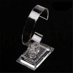 Transparent Plastic Wrist Watch Display Rack Holder Sale Show Case Stand Tool - Picture 1 of 4