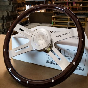 18" Classic Steering Wheel Dark Wood with Smooth Horn for Freightliner 96-06 - Picture 1 of 9
