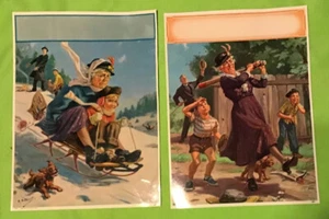 VINTAGE ~ 1950 ~ Lithograph Print ~ Superior Gift Calendar ~ Granny ~ Lot of Two - Picture 1 of 8