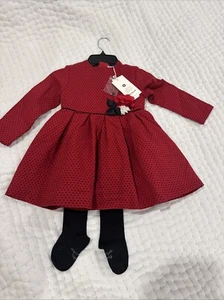 New TUTTO PICCOLO GIRLS Holiday Collection Red Polka Dot DRESS SIZE 4t - Picture 1 of 10