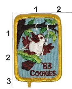 1983 Cookies Patch Girl Scouts of The USA Embroidered Iron On Bird in a Tree - Picture 1 of 1