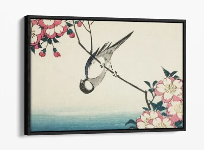 UTAGAWA HIROSHIGE, GREAT TIT ON TREE BRANCH -FLOAT EFFECT CANVAS WALL ART PRINT - Image 1 of 4