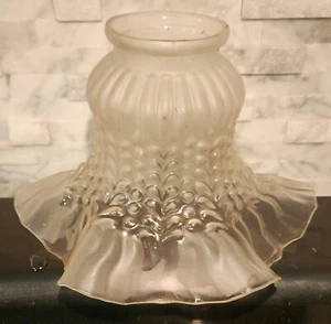 Vintage Lampenschirm Deckenventilator Lampe Kugel Milchglas geraffter Rand 2" Monteur  - Bild 1 von 2