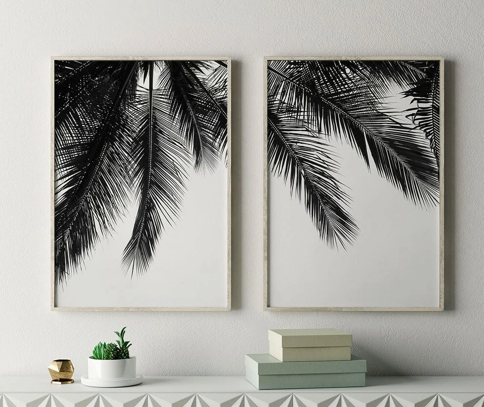 Set of 2 Black&White Palm Trees Beach Wall Art Prints. Look Great Framed - Image 1 of 4