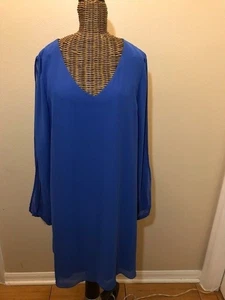 GIANNI BINI - BLUE LONG SLEEVE DRESS SLIT IN SLEEVE - L - Picture 1 of 4