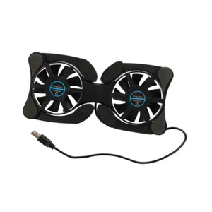Black USB Dual Laptop Cooling Adjustable Fan Pad Foldable Slim Fans Cooler Stand - Bild 1 von 6