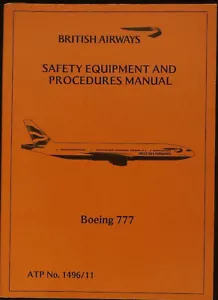 British Airways Boeing 777 Safety Equipment & Procedures Manual 1/2007 Iss 4 Rev2 - Bild 1 von 2