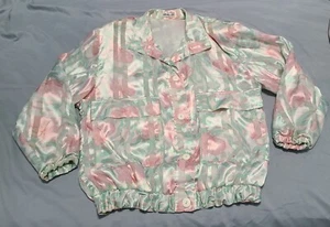 Vintage 80s 90s Womens Silkworms Pastel Floral Jacket Blazer Grannycore L/XL - Picture 1 of 17