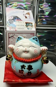 Lucky Cat Spardose MANEKI NEKO Katze Sparschwein Keramik 10 x 11 cm - Bild 1 von 10