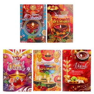 5 Diwali Karten Happy Diwali Grußkarten Pack sortiert Hindu Lichterfest - Bild 1 von 11