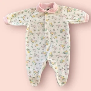 Conjunto Vintage Bebé Niña Carter's 0-3 Meses Terry Paño Pastel Manzanas Flor Años 90 - Imagen 1 de 5