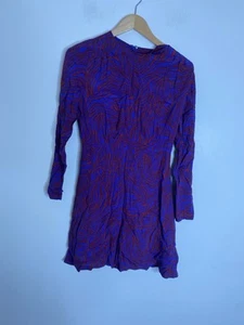 &other Stories Dress Womens 8 Red Blue Midi  Patterned Smock Abstract Print - Picture 1 of 10