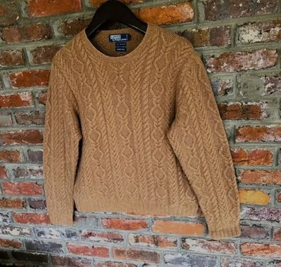 Polo Ralph Lauren 100% Cachemira Grueso Tejido a Mano Suéter Camel Marrón GRUESO Foto 1 de 2