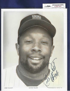 Kirby Puckett Minnesota Twins Baseball Autographed 8x10 B&W Photo JSA COA - Picture 1 of 1