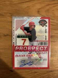 Biglietto Seaver King 2024 Panini Prospect Edition Red Power Prospect Auto #d/99 - Foto 1 di 2