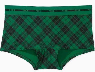 Victoria's Secret ROSA Logotipo Retrô Roupa Íntima Masculina Granada Verde Xadrez Extra Grande NOVO - Imagem 1 de 3