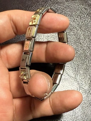 Pulsera italiana vintage 8 dijes 18 eslabones - Foto 1 de 4