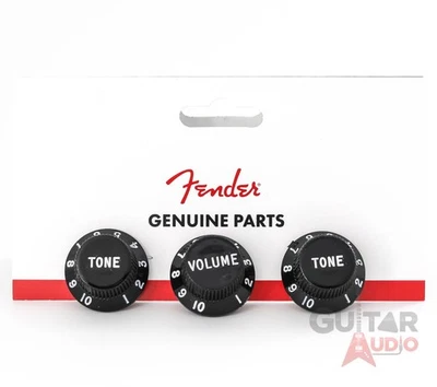 Perillas de control de guitarra Fender Stratocaster/Strat negras genuinas - 2 tonos, 1 volumen Foto 1 de 2