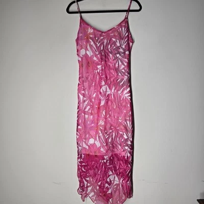 Vtg Y2K Rampage Floral midi Dress Spaghetti Strap Handkerchief Hem Fairy Grunge - Image 1 of 4