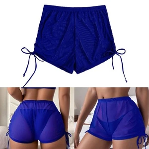 Trendige durchsichtige Badeshorts für Damen Schnürung Cover Up für Strandpart - Bild 1 von 28