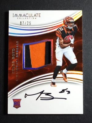 2016 PANINI IMMACULATE #130 TYLER BOYD RC SN#/25 AUTO & 2-COLOR JERSEY NRMT/MINT - Image 1 of 2