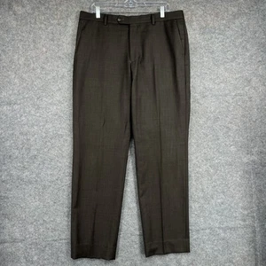 Jos A Bank Pants Mens 36x32 Brown Wool Dress Slacks Flat Front Tailored Classic - Picture 1 of 13